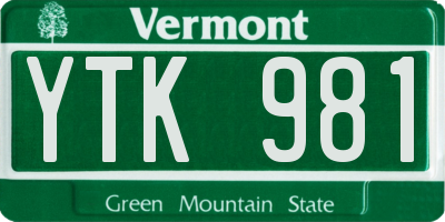 VT license plate YTK981