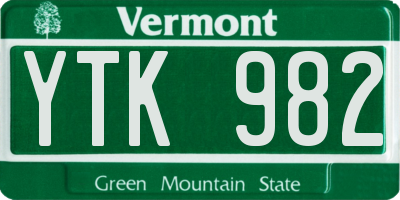 VT license plate YTK982
