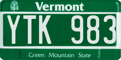 VT license plate YTK983