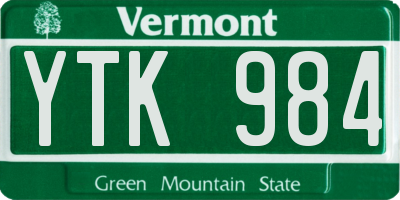 VT license plate YTK984