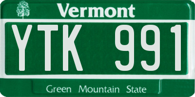 VT license plate YTK991