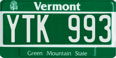 VT license plate YTK993
