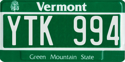 VT license plate YTK994