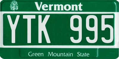 VT license plate YTK995