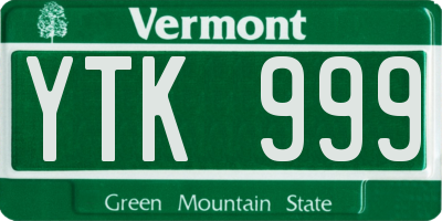 VT license plate YTK999