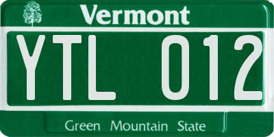 VT license plate YTL012