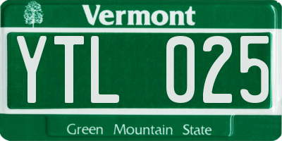 VT license plate YTL025