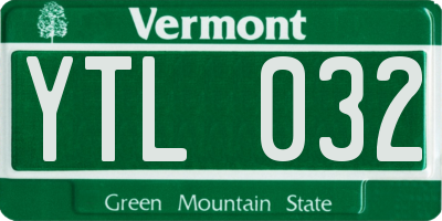 VT license plate YTL032