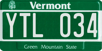 VT license plate YTL034