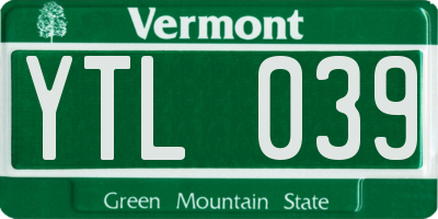 VT license plate YTL039