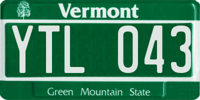 VT license plate YTL043