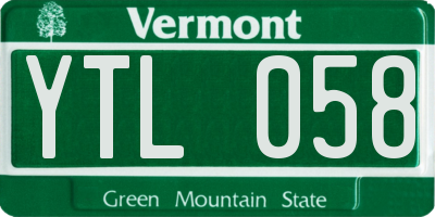 VT license plate YTL058