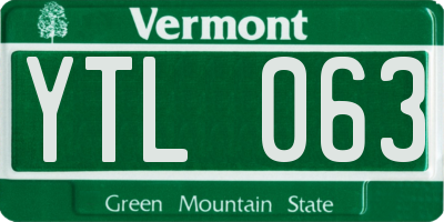 VT license plate YTL063
