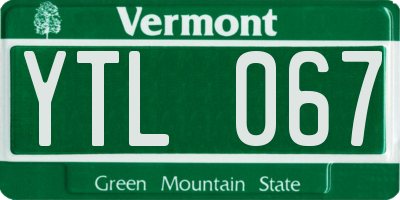 VT license plate YTL067