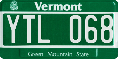 VT license plate YTL068