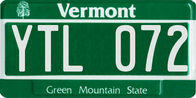VT license plate YTL072