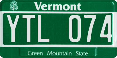 VT license plate YTL074