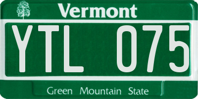 VT license plate YTL075