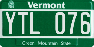 VT license plate YTL076