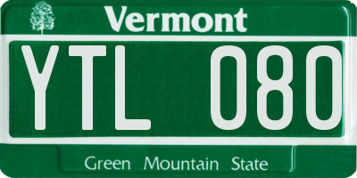 VT license plate YTL080