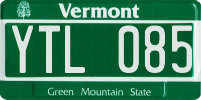 VT license plate YTL085