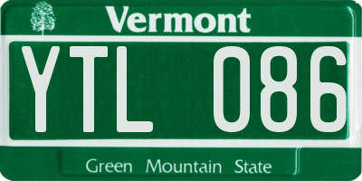 VT license plate YTL086