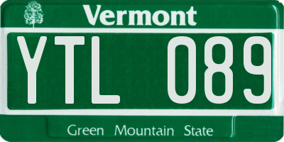 VT license plate YTL089