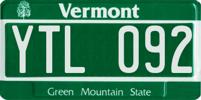 VT license plate YTL092