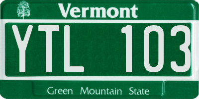 VT license plate YTL103