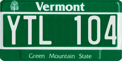 VT license plate YTL104