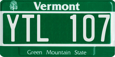 VT license plate YTL107