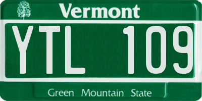 VT license plate YTL109