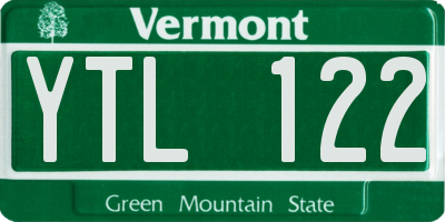 VT license plate YTL122
