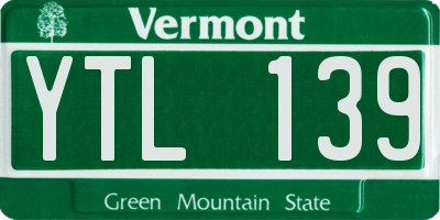 VT license plate YTL139