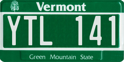 VT license plate YTL141