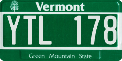 VT license plate YTL178
