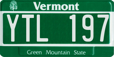 VT license plate YTL197