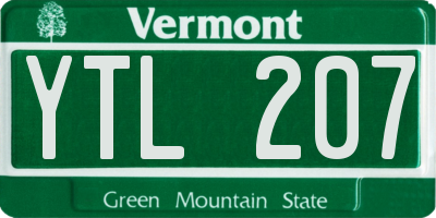 VT license plate YTL207