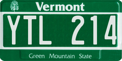 VT license plate YTL214