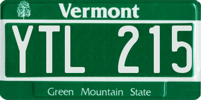 VT license plate YTL215