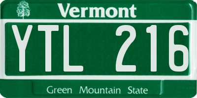 VT license plate YTL216