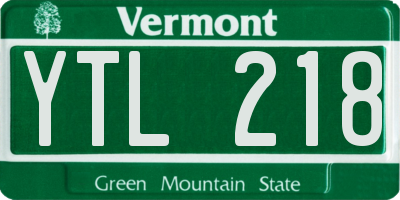 VT license plate YTL218