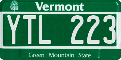 VT license plate YTL223