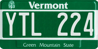 VT license plate YTL224