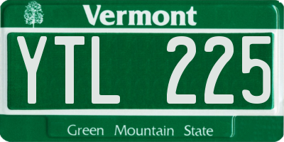 VT license plate YTL225