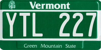 VT license plate YTL227