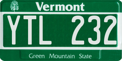 VT license plate YTL232