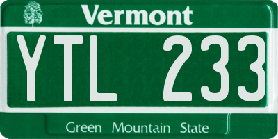 VT license plate YTL233