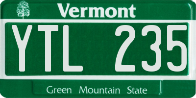 VT license plate YTL235