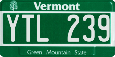 VT license plate YTL239